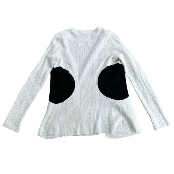 Anthropologie Moth Open Front Cardigan Sweater Cream Black Dot Small Long Sleeve - Picture 2 of 7